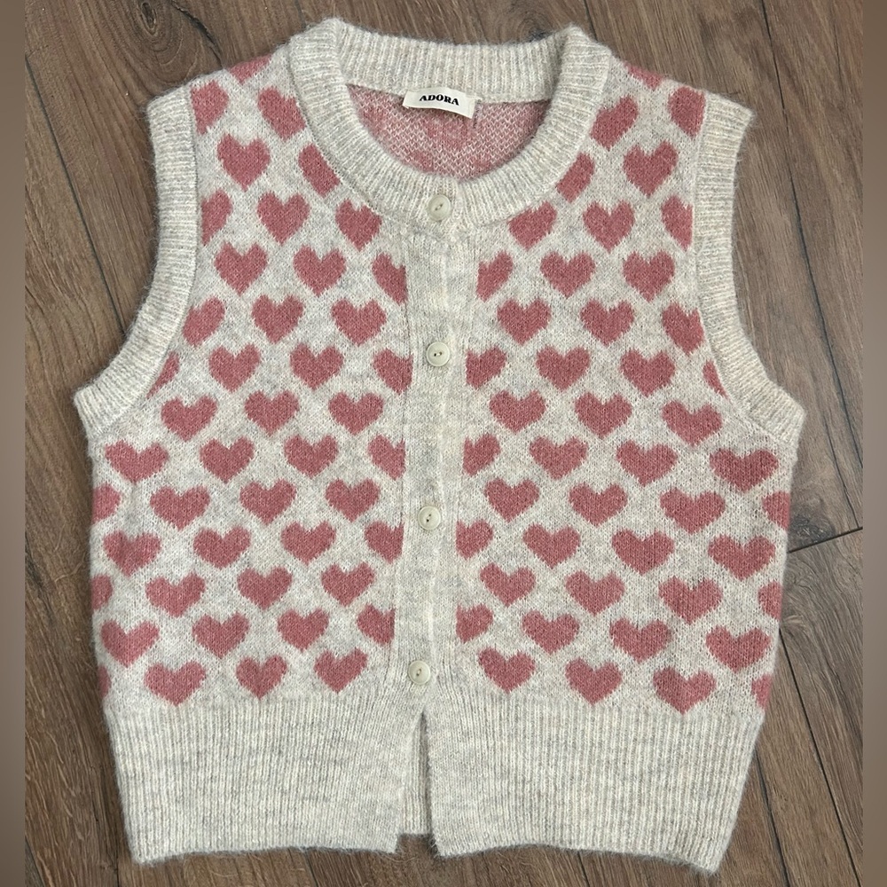 Pink Heart Knit Sweater Vest ♡